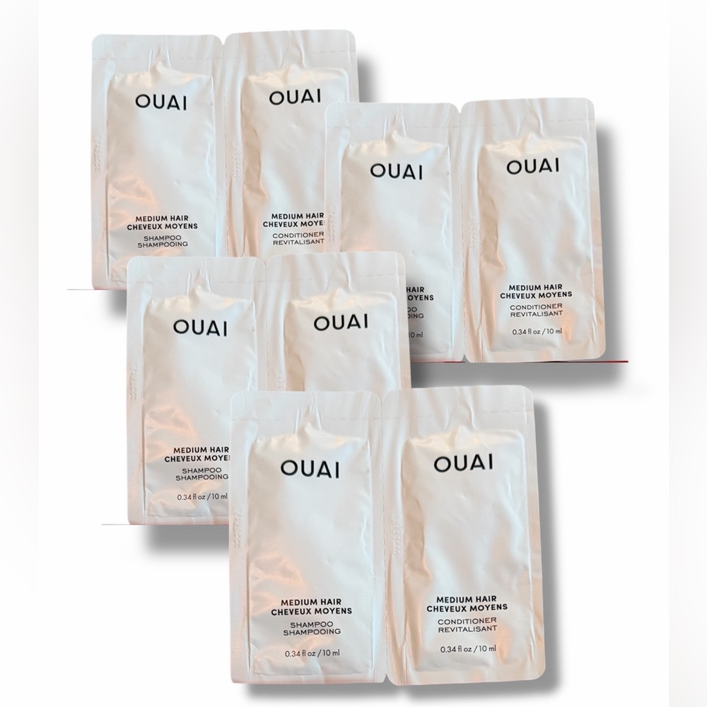 4 Sealed OUAI Shampoo and Conditioner Travel Packs Sample Bundle Medium Hair